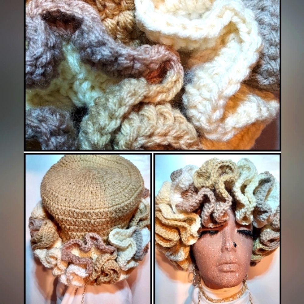 #L❤️VE:HANDMADE. Crochet Ruffle HAT - Picture 3 of 8
